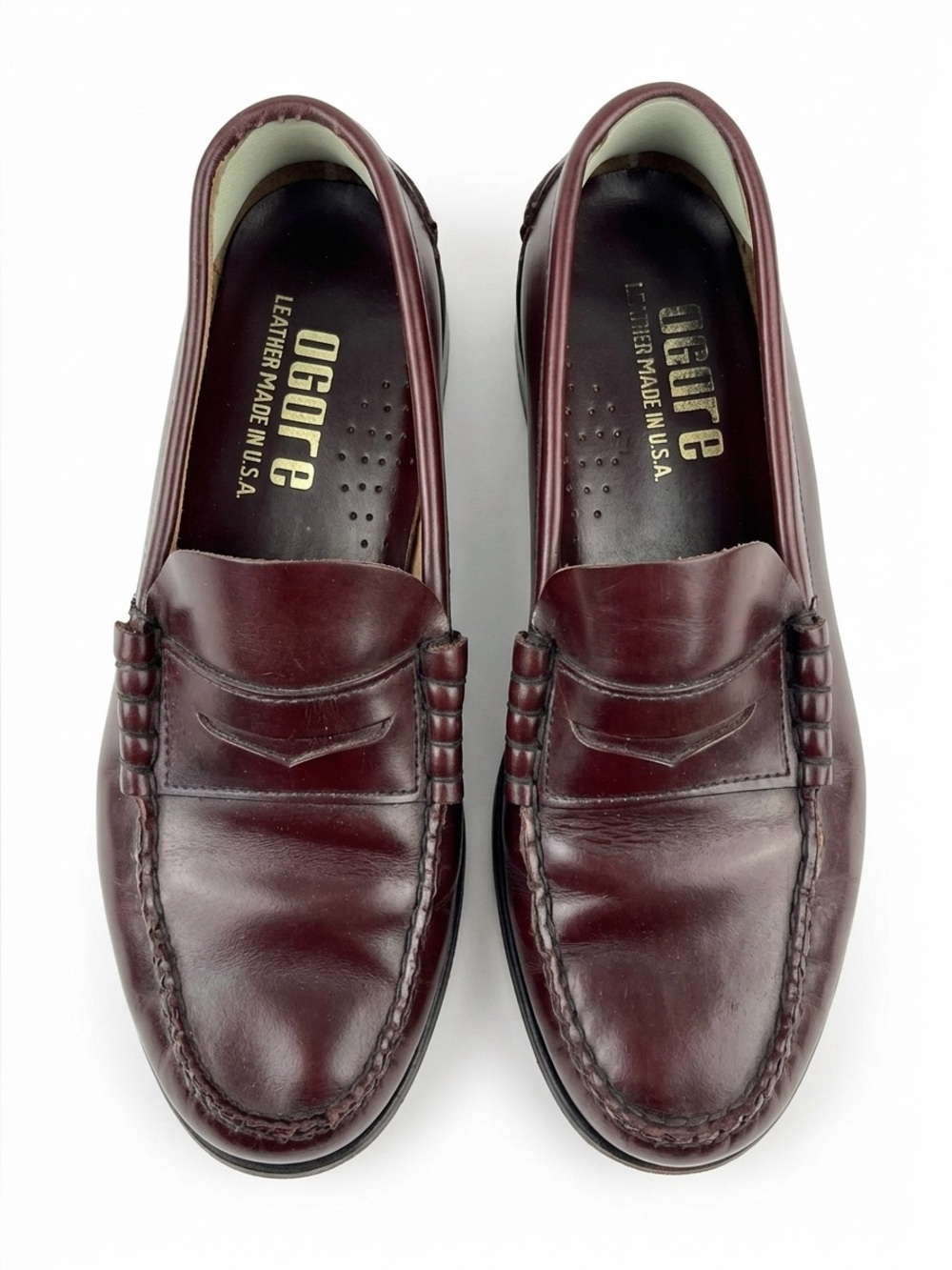 Vintage Ogore Oxblood Leather Penny Loafers 10.5 Made in the USA